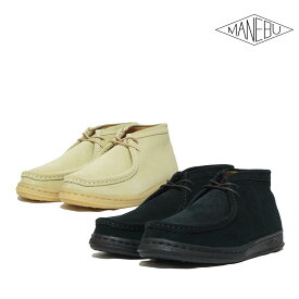 MANEBU マネブ BOO MID SUEDE MNB-032B BLK SU MNB-032S SAND レザーシューズ ワラビーブーツ モカシン 靴 BLACK SAND ブー ミッド スエード メンズ ブラック サンド シンプル