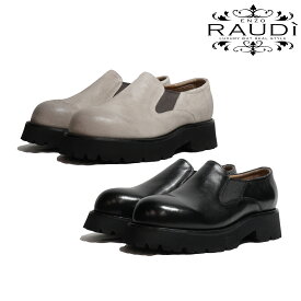 ラウディ 新作 RAUDI R-44102 BLACK OAK 本革 カジュアルシューズ 靴 厚底 レザー ブラック オーク