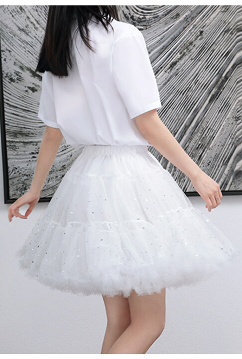 パニエ ホワイト コスプレ 3段チュール ドレス 45㎝ スカート