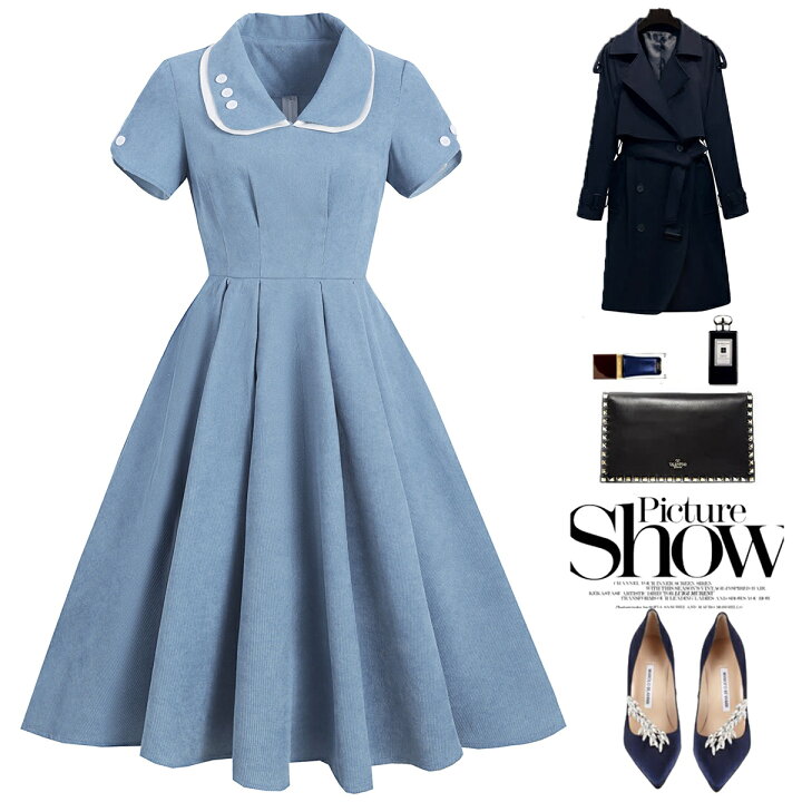 楽天市場 パーティードレス ワンピース S 2xl レトロワンピース ロカビリー 半袖 Aライン 膝丈 50年代 お呼ばれ スイングワンピース レディース 謝恩会 披露宴 オールシーズン コスプレ クリスマス 誕生日 プレゼント 入学式 学院風 Topvalue