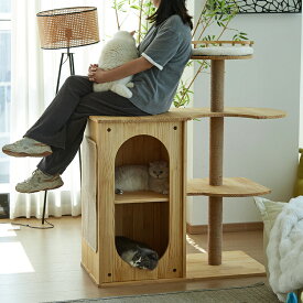 大型 キャットタワー 全面天然木 猫 すのこ付き 多頭飼い 対応 巨大 キャッスル 猫用家具 四季 快適 爪とぎ 付き 高級 猫の家