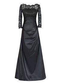 【無料でオーダーメイド】ドレス 大人 ピアノ 発表会 ロングドレス レース切替 母親 ミセス 結婚式 演奏会 袖付きピアノ ステージドレス 大きいサイズ レース 二次会 ピアノ演奏会ドレス