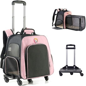 【楽天スーパーSALE×10％OFF】ペットキャリーバッグ リュック 4way ペットカート 折りたたみ 拡張機能 キャスター付き 犬用キャリーカート 猫キャリー リュック 犬猫用キャリーバッグ ペットキャリーリュック ペットハウス マット付き キャスターつき通気性 旅行通院防災用