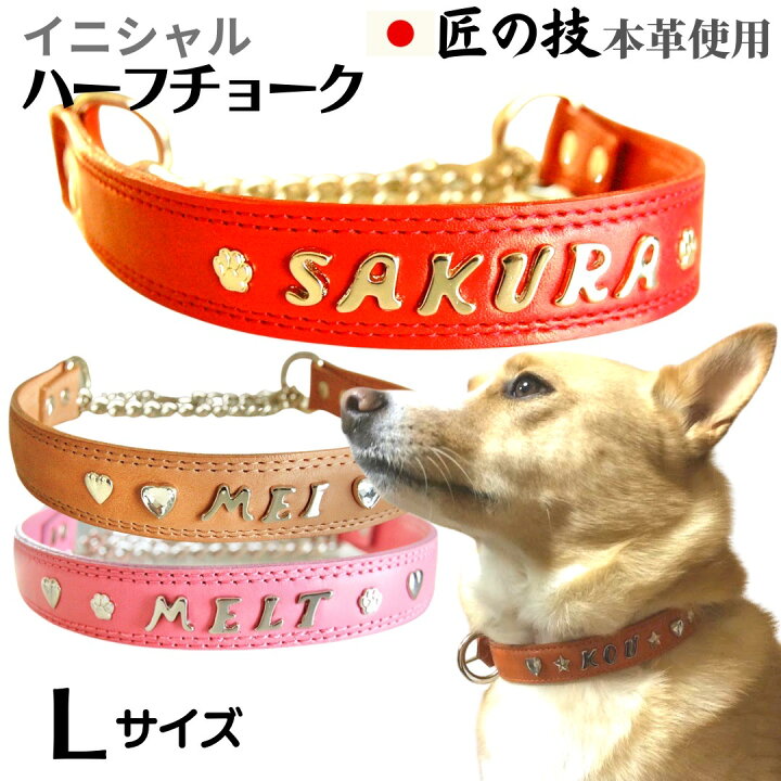 楽天市場】オーダーメイド イニシャルハーフチョーク 本革 Lサイズ  