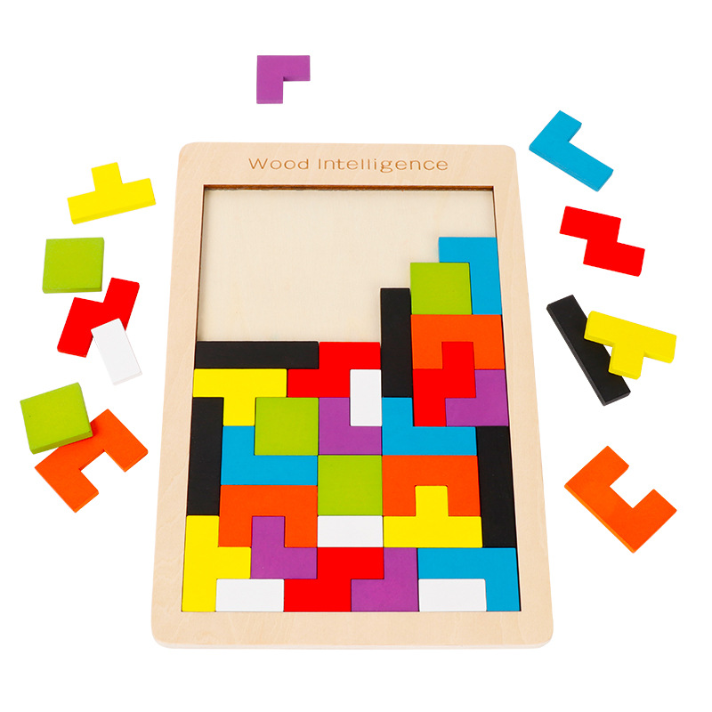 楽天市場】木製パズル テトリス ジグソーパズル おもちゃ