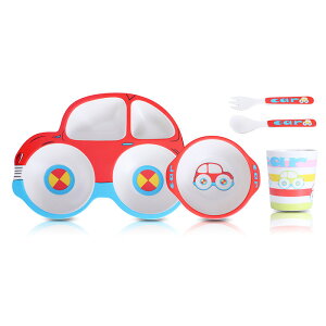 子供 ベビー 5点セット プレート お茶碗 コップ フォーク スプーン 車型 仕切り 割れない すくいやすい 子供 食器 男の子 女の子 ギフト 幼児 離乳食 食器 出産祝い かわいい