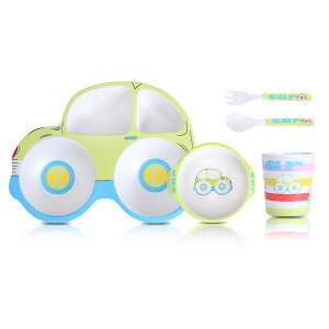 子供 ベビー 5点セット プレート お茶碗 コップ フォーク スプーン 車型 仕切り 割れない すくいやすい 子供 食器 男の子 女の子 ギフト 幼児 離乳食 食器 出産祝い かわいい