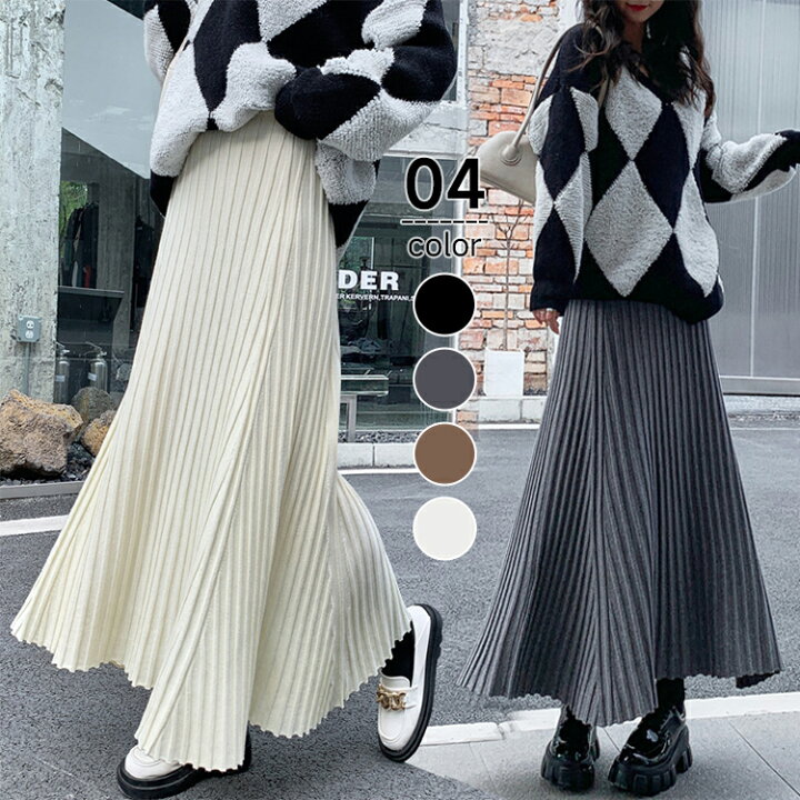 C+ ニットプリーツロングスカート 38（ベロアスカート プリーツ 