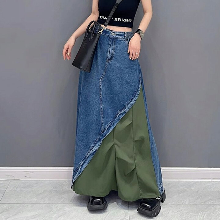 楽天市場】異素材ヴィンテージデニムスカート スカート レディース  