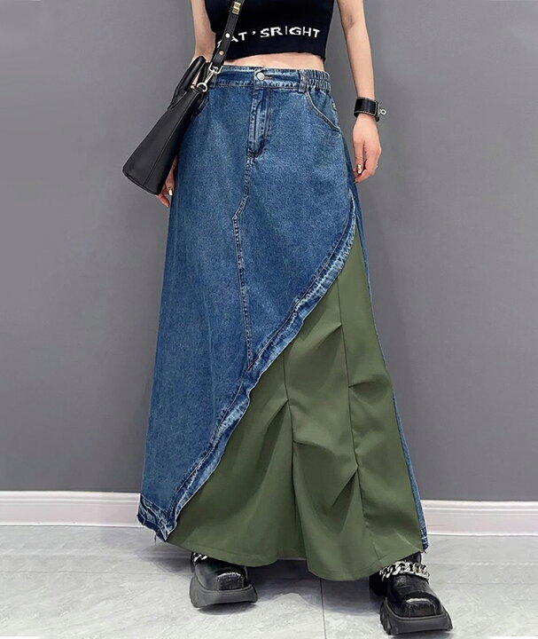 楽天市場】異素材ヴィンテージデニムスカート スカート レディース  