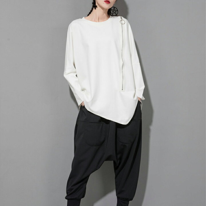 楽天市場】55%OFF! 変形ジップロンT レディース Tシャツ カットソー 