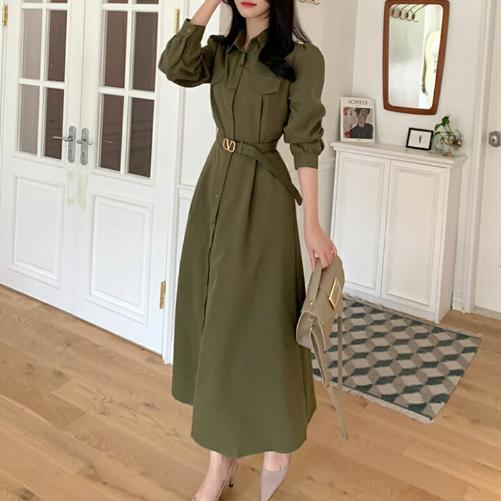 楽天市場】マキシ丈ワンピース レディース 長袖 春 春服 マキシ丈 
