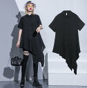 【クーポン利用で3380円】アシンメトリーワンピース ロングシャツ レディース 春 夏 秋 半袖 アシンメトリーシャツ ロング シャツワンピース モード系 個性的 変形デザイン おしゃれ きれいめ 大きいサイズ 無地 体型カバー 送料無料 敬老の日 プレゼント
