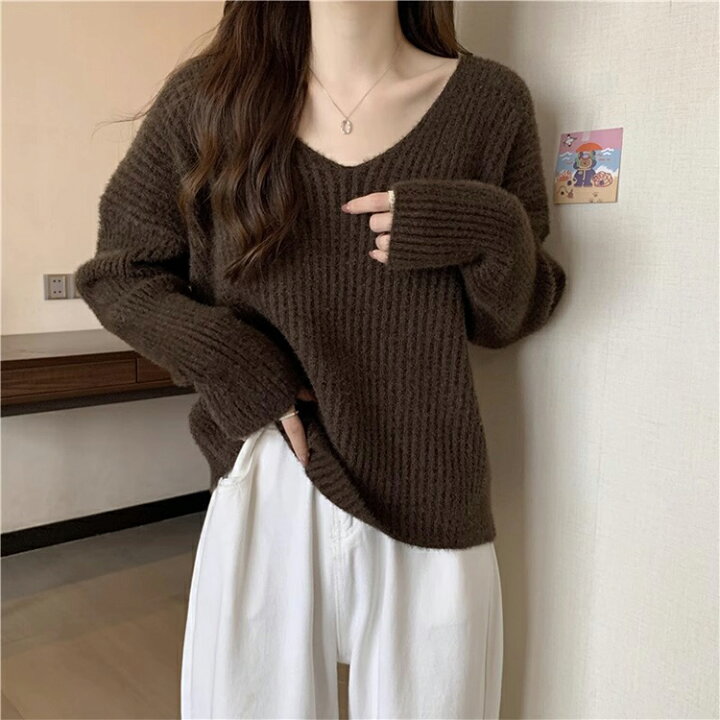 楽天市場】ニット セーター トップス レディース 長袖 秋 冬 vネック  