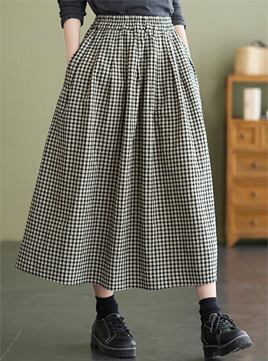 楽天市場】【在庫一掃セール！】ギンガム チェック フレア ロング  