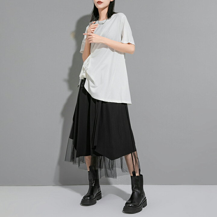 楽天市場】裾変形デザイン アシンメトリー ロングTシャツ モード 