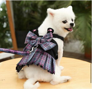 犬用服スカート犬の服アクセサリー犬用リード首輪ハーネス中型犬服小型犬服ハーネスリード付きリボン 胴輪