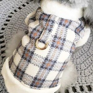 犬の服 犬のアクセサリー小型犬服中型犬服春服冬服ハーネス付きジャケット暖かいペア服チワワ服 シーズ服マルチーズ服ダックスフンド服 パク 服キャバリア服チェック柄