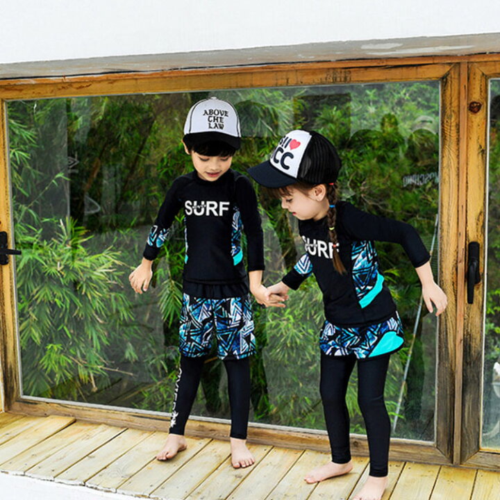 楽天市場 2点セット キッズ 水着 女の子 男の子 ジュニア 子供水着 こども ベビー 子ども 子供 子供用 小学生 みずぎ セパレート 上下セット スイムウエア Uv対策 日焼け防止 ラッシュガード フィットネス 長袖 男女 ベビー水着 トップス ショートパンツ ペア プール