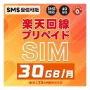 プリペイドSIM 日本 純正楽天モバイル 30GB / 月( 超過後 200kbps 使い放題 ) データ専用 SMS受信 ( 認証 ) 可能 初回…