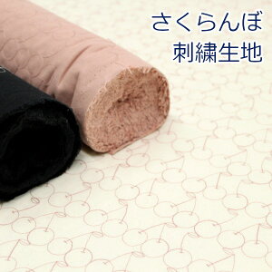 【10cm単位価格】 刺しゅう さくらんぼ柄 チェリー レース コットンシーチング 綿100% 生地 布 約110cm幅 手芸 ハンドメイド 手作り ゆうパケット2m対応 ( ハンドメイド 手作り 手芸 裁縫 洋服