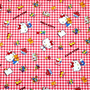 【10cm単位価格】 過去の人気デザインが復刻! ハローキティ KTギンガム HELLO KITTY サンリオ オックス 綿100% 生地 布 約110cm幅 入園入学 キャラクター 658007 ゆうパケット2m対応( ハンドメイド