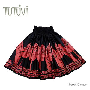 フラダンス衣装 パウスカート スカート フラ パウ TUP-FT483 TUTUVIパウ トーチジンジャー ブラック レッド 黒 赤