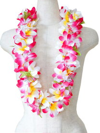 フラダンス衣装　レイ　ハワイアンレイ　フラワーレイ ハワイ　花飾り　イベント　フラ　M-17　Eプルメリアレイ　ピンク　ホワイト　イエロー