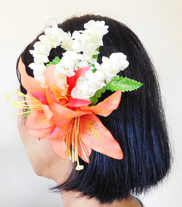 訳あり商品 フラダンス 髪飾り ヘアクリップ イリマダブルスパイダーリリーmクリップ オレンジ Materialworldblog Com