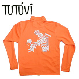 フラダンス衣装 tシャツ レッスン　フラ　着やすい　伸縮 TUJ-SV-DZJ-OG TUTUVI　ドライジッパージャケット　サウンドアンドヴィジョン　オレンジ　ホワイト