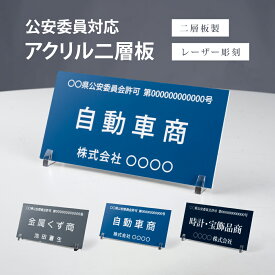 【お得なクーポン配布中】古物商 プレート W160mm×H80mm 許可証 古物商 許可 証 プレート 看板 標識 穴あけ スタンド マグネット 磁石 両面テープ 質屋 金属くず商 対応 紺色 警視庁公安委員会指定 選べる書体
