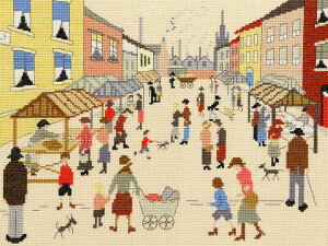 Bothy Threads �N���X�X�e�b�`�h�J�L�b�g �uFriday Market�v XLC13 L.S Lowry and Lowry Style �{�V�[�X���b�Y �y�C�O����/�[��40�`80�����x�z