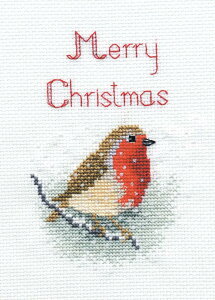 Bothy Threads NXXeb`hJLbg uChristmas Card - Snow Robinv CDX03 (ƃR}h) {V[XbY yCO/[40`80xz