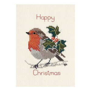 Bothy Threads NXXeb`hJLbg uChristmas Card - Holly And Robinv CDX18 (qCMƃR}h) {V[XbY yCO/[40`80xz