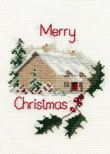 Bothy Threads NXXeb`hJLbg uChristmas Card - Christmas Cottagev CDX26 (NX}XERe[W) {V[XbY yCO/[40`80xz
