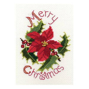 Bothy Threads NXXeb`hJLbg uChristmas Card - Poinsettia And Hollyv CDX31 (|CZ`AƃqCM) {V[XbY yCO/[40`80xz