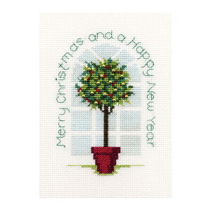 Bothy Threads NXXeb`hJLbg uChristmas Card - Holly Treev CDX32 (qCM̖) {V[XbY yCO/[40`80xz