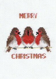 Bothy Threads クロスステッチ刺繍キット 「Christmas Card - Robin Trio」 CDX41 (三羽のコマドリ) ボシースレッズ 【海外取り寄せ/納期40〜80日程度】