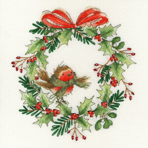 Bothy Threads NXXeb`hJLbg uRobin Wreathv XX14 (NX}X[X Christmas Xmas) {V[XbY yCO/[40`80xz