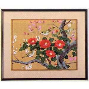 東京文化刺繍キット BSK-453 「寒二友」(4号) 椿 ツバキ つばき