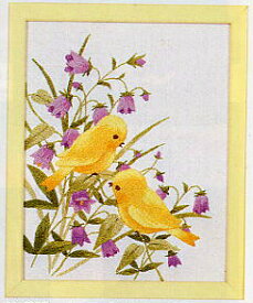 東京文化刺繍キット BSK-749 「つりがね草と小鳥」(1号額付)