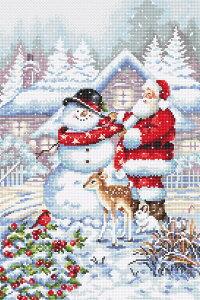 LETISTITCH �N���X�X�e�b�`�h�J�L�b�g L8015 Snowman and Santa (�X�m�[�}���ƃT���^�N���[�X) �y�C�O����/�[��45�`90�����x�z