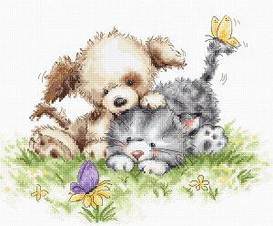 Luca-S NXXeb`hJLbg B1185 "Dog and Cat with Butterfly" (ƔLƃ`E) yCO/[40`80xz