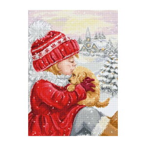 Luca-S NXXeb`hJLbg BU5027 "Girl Kissing Puppy" (ƌ) yCO/[40`80xz
