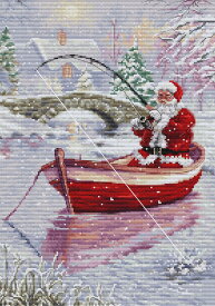 Luca-S クロスステッチ刺繍キット BU5014 "Santa Fishing" (サンタの魚釣り クリスマス) 【海外取り寄せ/納期40～80日程度】