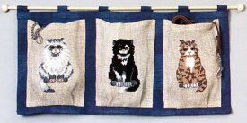 OOE クロスステッチ刺繍キット 02005 猫柄 のれん タペストリー 【取り寄せ/納期40〜80日程度】 デンマークの刺しゅうメーカー「オーレンシュレーガー(O. Oehlenschl&auml;gers Eftf. / Oehlenschlager)」製ししゅうキット ネコ Cat