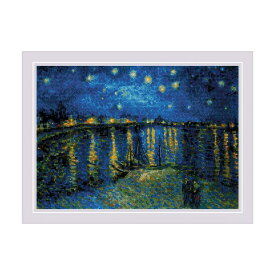 RIOLISクロスステッチ刺繍キット No.1884 "Starry Night Over the Rhone" after Vincent van Gogh's Painting ローヌ川の星月夜 フィンセント・ファン・ゴッホ　【海外取り寄せ/納期30〜60日程度】