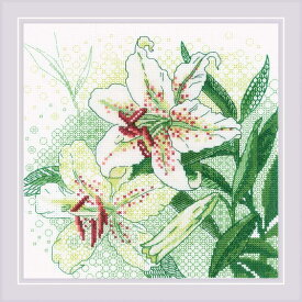RIOLISクロスステッチ刺繍キット No.1915 "White Lilies" (白いユリ) 【海外取り寄せ/納期30〜60日程度】