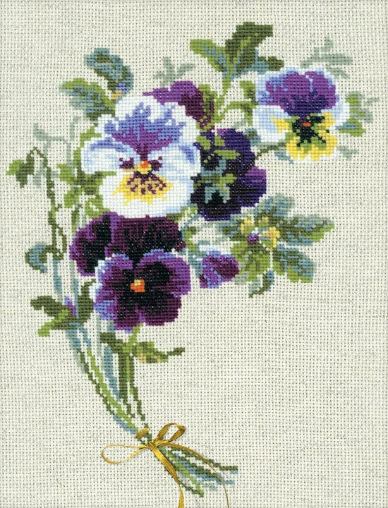 楽天市場 Riolisクロスステッチ刺繍キット No 10 Bunch Of Pansies パンジーの花束 海外取り寄せ 納期30 60日程度 Hand Work とりい