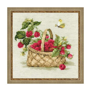 RIOLIS�N���X�X�e�b�`�h�J�L�b�g No.1448 �uBasket with Raspberries�v (���Y�x���[�̃o�X�P�b�g) �y�C�O����/�[��30�`60�����x�zraspberry